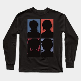 The Misfit of Demon King Academy or Maou Gakuin Anime Characters : Anos Voldigoad, Misha Necron, Sasha Necron, and Lay Glanzudlii in Silhouette Pop art Design Long Sleeve T-Shirt